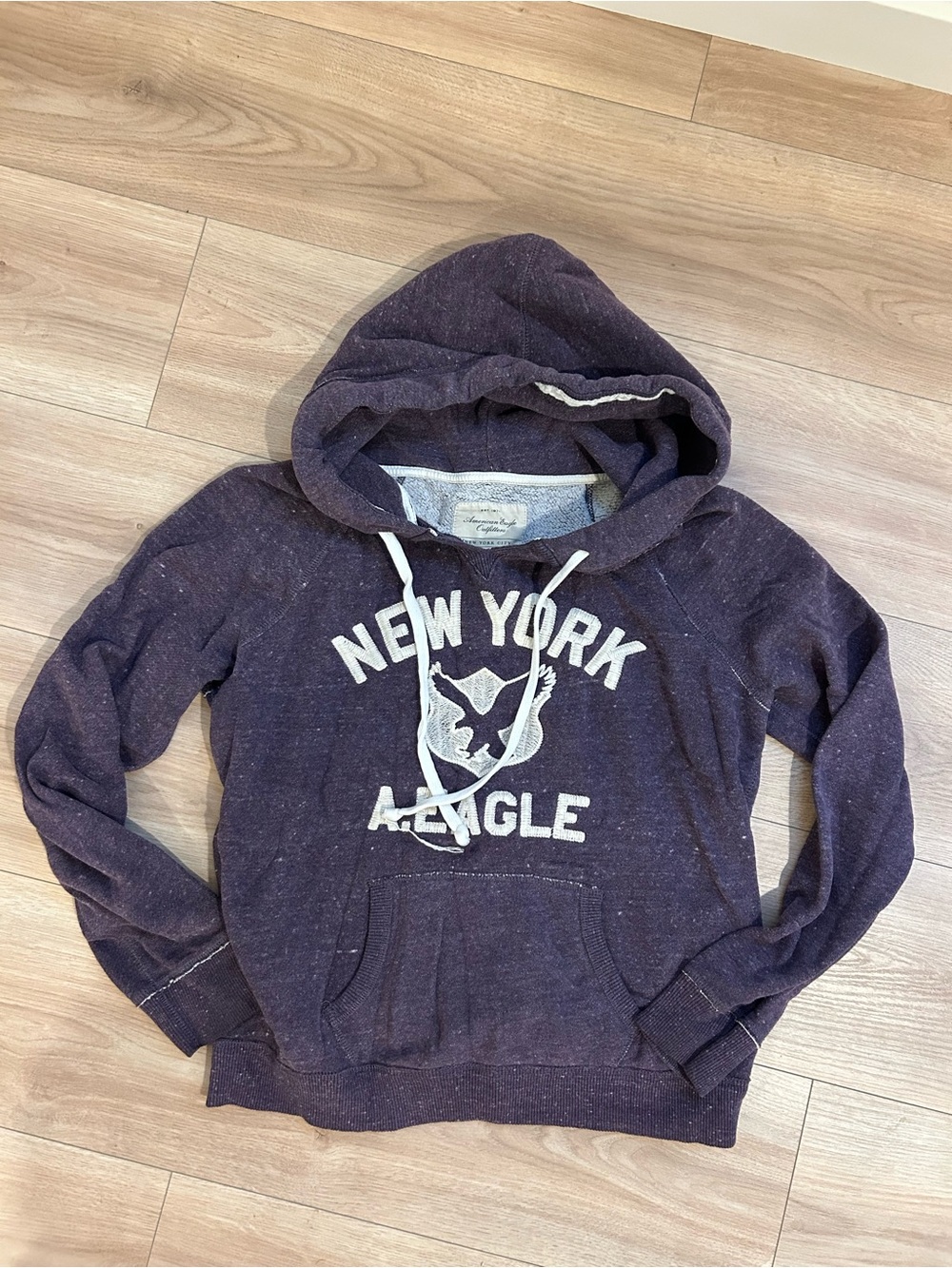 American Eagle Outfitters Purple Pullover Hoodie with New York Logo